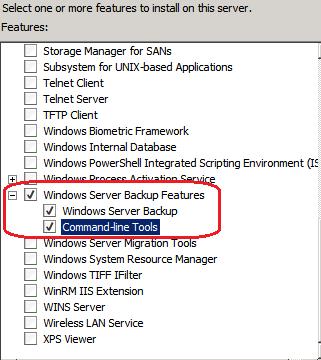 4. To enable the Windows Server Backup Features: on the Select Features page, scroll the list until you find Windows Server Backup Features.