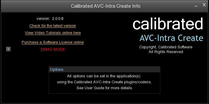 AVC-Intra Create Info Application 2 Overview This chapter describes the settings available in the Calibrated AVC-Intra Create Info interface.