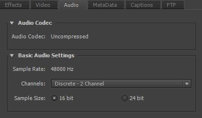 Video Tab in the Export Settings for PPro/AME CC