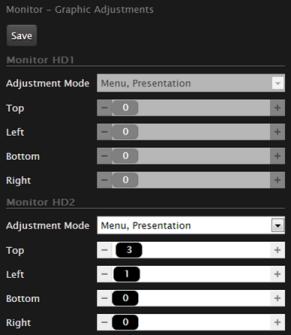 Troubleshooting the Avaya Scopia XT Series Table 13: Adjustment options for the monitor Figure 111: Adjusting the monitor Option Adjustment Mode Description Select Menu, presentation (default) to