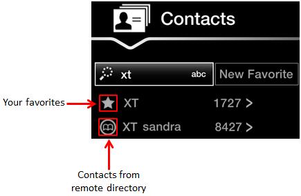 Finding, Adding, Changing or Deleting Contacts Procedure 1. To view contacts: From the XT Series web interface, select Make your call > Contacts. From the endpoint's main menu, select Contacts.