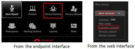 Adjusting the Default Volume Settings Figure 64: Controlling your camera 2. If you have more than one camera, first select the one you want to move.