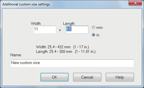 Managing Custom Paper Sizes 5. Click the [OK] button.