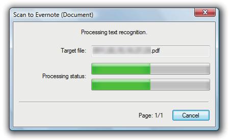 Saving Documents to Evernote (as a PDF File) Saving Documents to Evernote (as a PDF File) This section explains how to save the scanned image as a PDF file to Evernote.