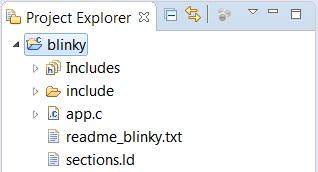 On the Import Projects dialog, click Finish. This creates a new project in your workspace called blinky. The project appears in the left side of Project Explorer, as shown in Figure 10.
