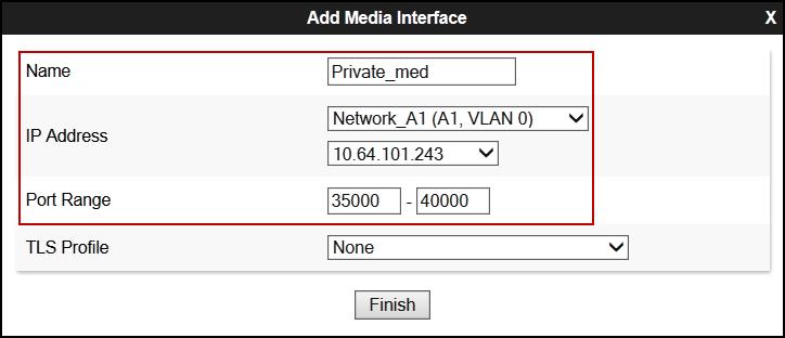 Packets leaving the interfaces of the Avaya SBCE will advertise this IP address, and one of the ports in this range as the listening IP address and port in which it will accept media from the Call