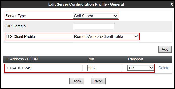 7.8. Server Configuration Server Profiles are created to define the parameters for the Avaya SBCE peers; Session Manager (Call Server) at the enterprise and Clearcom SIP Proxy (Trunk Server). 7.8.1.