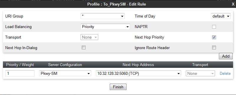 7.12.1. Routing Session Manager For the compliance test, routing profile To_PkwySM was created for Session Manager.
