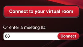 Figure 3: Connecting as a registered user As a guest user, enter the meeting ID and tap Connect. If your meeting is hosted on a XT Series, select the button to connect to your meeting.