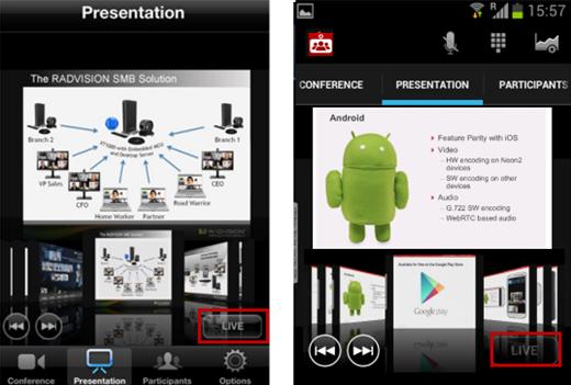 Figure 13: Reviewing a presentation on an ios or Android phone-sized device 2. To review the presentation, tap the slide.
