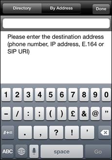 Figure 19: Inviting a participant by entering the address b. Tap the address using the virtual keyboard. c. Invite the participant: From an ios mobile device, tap Go.