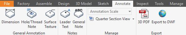 Annotation Tab in Assembly Tip: Use View representations to