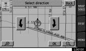Current Position Calibration L00131 2. Touch either the left or right arrow to correct the direction of the current vehicle position mark.