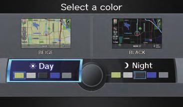 Color From the SET UP screen (Other), say or select Color and the following screen appears: Map Color Allows you to choose the map color from one of five colors for the Day and Night modes.