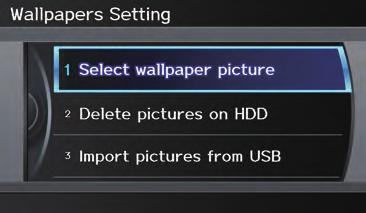 Wallpapers Setting From the SET UP screen (Other), say or select Wallpapers Setting and the following screen will be displayed. You can choose from three languages: English, French, or Spanish.