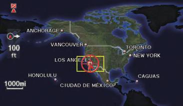 Entering a Destination Show Map of Continental USA, Canada and Mexico With the USA, Canada/AK and Mexico selection, the display changes to: The yellow box indicates the area you will see when you
