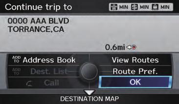 Entering a Destination from the DEST Screen (while en route) If you say Menu, or press the DEST/ ROUTE button and select the Dest. MENU 1 or Dest. MENU 2 tab, the system displays the DEST screen.