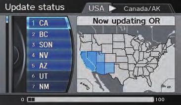 Information Features Map Update Status During data updates, you can check the update status for map data for each state.