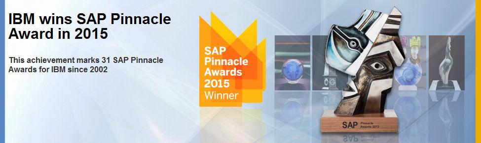 Long Term Partnership between SAP & IBM 2014 IBM is one of the BEST SAP Partner who has received 31 SAP Pinnace Awards ever since 2002, more than any other Partners.