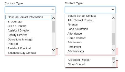 Additional Facility Contacts Additional contacts can be added to