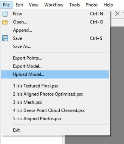 Once your account is all set up, open your model in Agisoft PhotoScan. 1.