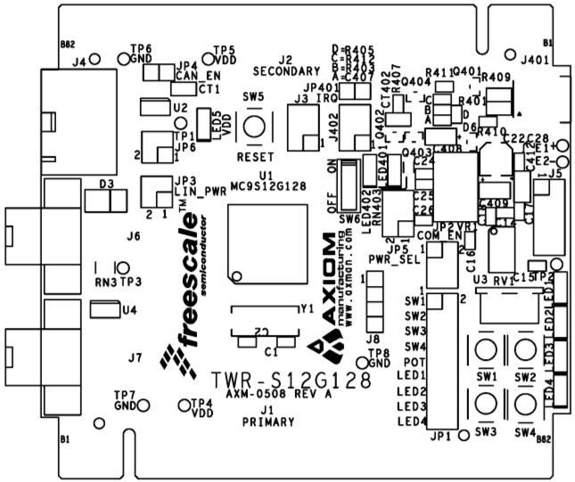 FEATURES The TWR-S12G128 is a demonstration board for the MC9S12G128 microcontroller; an automotive, 16-bit microcontroller focused on low-cost, high-performance in a low pin-count device.