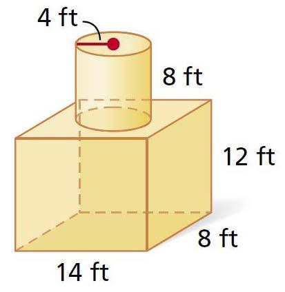 9. Find the surface area of the square pyramid below. 50 in. 28 in. 10. The following figure is a cylinder with a hole. Find the surface area of the figure. 3 5 6 11.