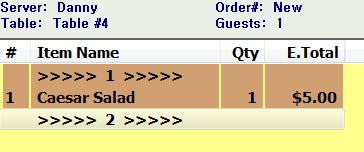 From order list press the items that customers ordered (Ex: Caesar and Greek Salad). You will see Caesar salad added to the item list.