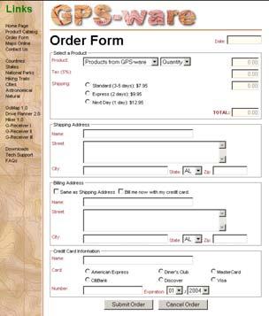 Sample Order Form This figure shows a sample order form.