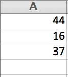 Illustration One Variable 44 16 37 Step 1 Launch Excel. Into Column A of your worksheet put your values of your variable.
