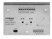 8100-2400/8100-2500 Analog Input Multi-Function Switching Unit 8100-2400 has choice of 3 outputs Analog Voltage Analog Current 4 Bit Digital 8100-2500 has an 8 bit digital output Output protected