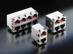 ERNI offers a large variety of standard Modular Jacks RJ11/RJ45: Without integrated magnetics Single Port Multi-port: stacked and ganged Right angled and