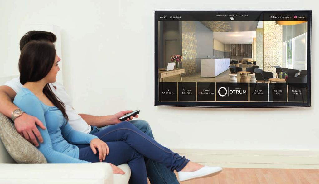 EASY CONNECT Give your guests the at home content streaming experience. o Otrum Enterprise with guest device connectivity.