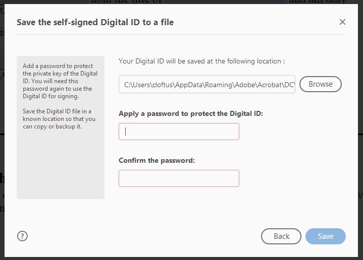 The digital ID that was created in the previous