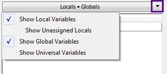 You can also use the Show Variables selection box or menu on the Run window toolbar [5].