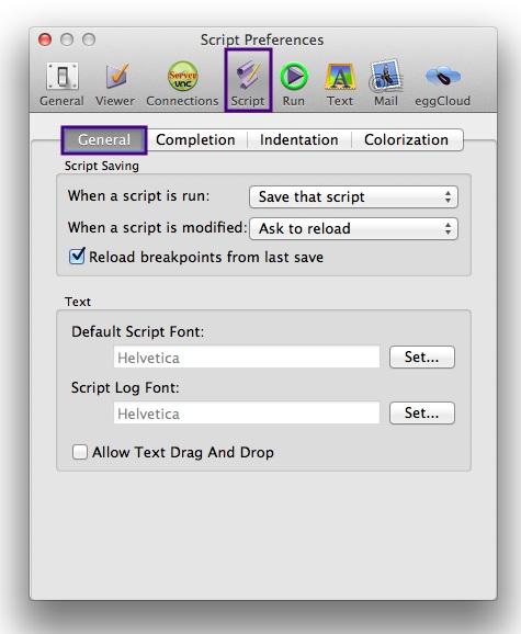 Script Saving Section When a script is run: This preference determines how eggplant Functional deals with unsaved script changes when you run a script.