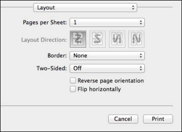Selecting Print Layout Options - PostScript Printer Software - Mac OS X You can select a variety of layout options for your document or photo by selecting Layout from the popup menu on the print