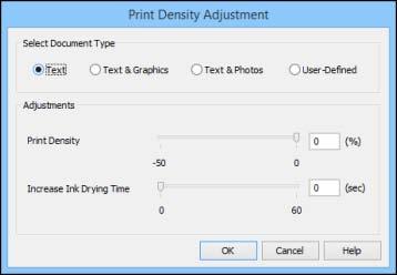You see this window: 7. Select the type of document you are printing as the Document Type setting. The software automatically sets the Adjustments options for that document type. 8.