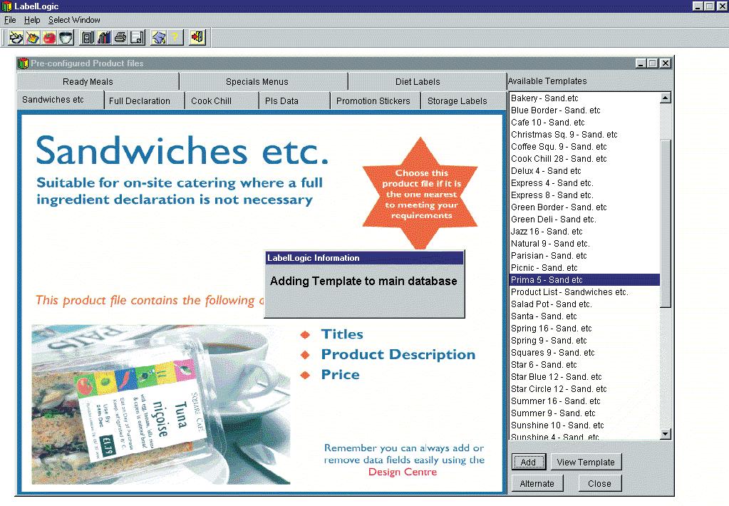 Then select the required product file window (e.g.