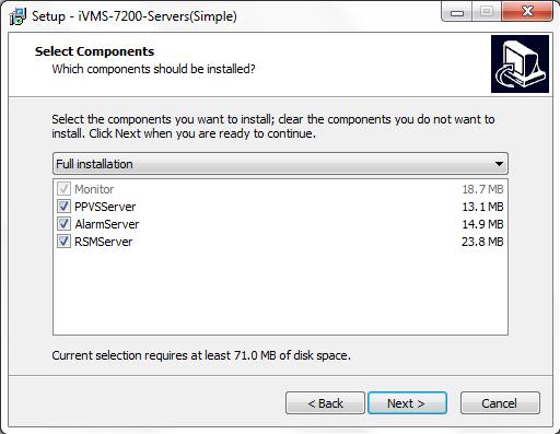 Figure 3. 14 Choose Components for Servers Installation 4. Set the start menu folder in which you would like to create the program s shortcuts.