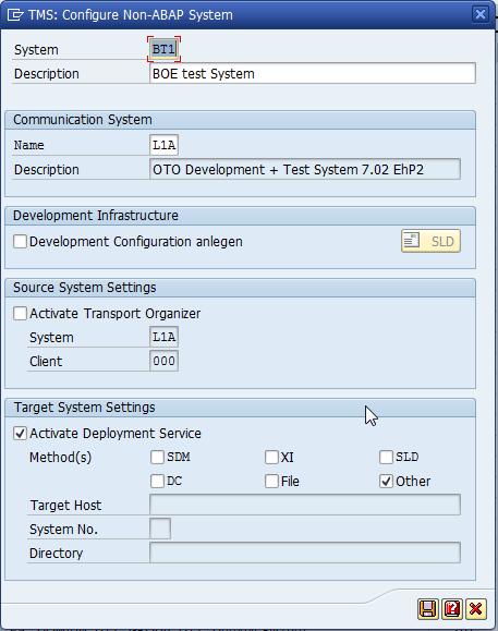 When you create a non-abap target system which should use this new application type BOLM, you have to choose Other as Method(s). Click Save.