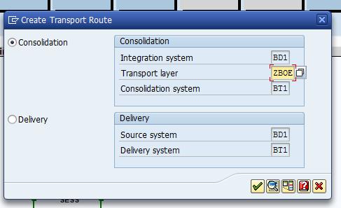 A dialog box opens up. Make sure that Consolidation is selected. A consolidation route is needed to connect a development system to e.g. a test system (from a system where you do an export to a system where you would like to import the transport request).