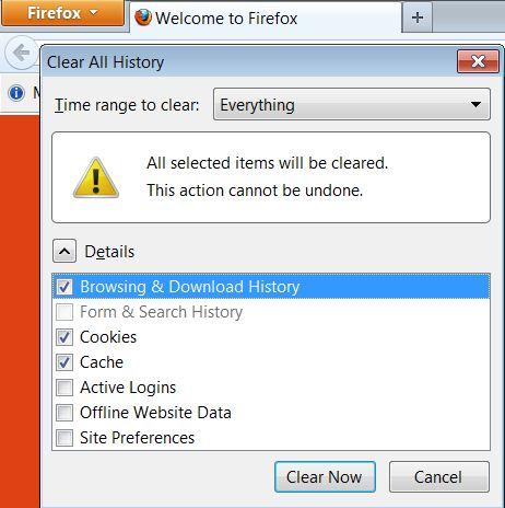 Odyssey File & Serve Figure 1.6 Clear All History Dialog Box 5. Select Everything on the Time range to clear: drop-down list. 6.