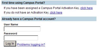 NAVIGATING THE PARENT PORTAL Log in to the Campus Portal with your user name and password. Click the log in button.