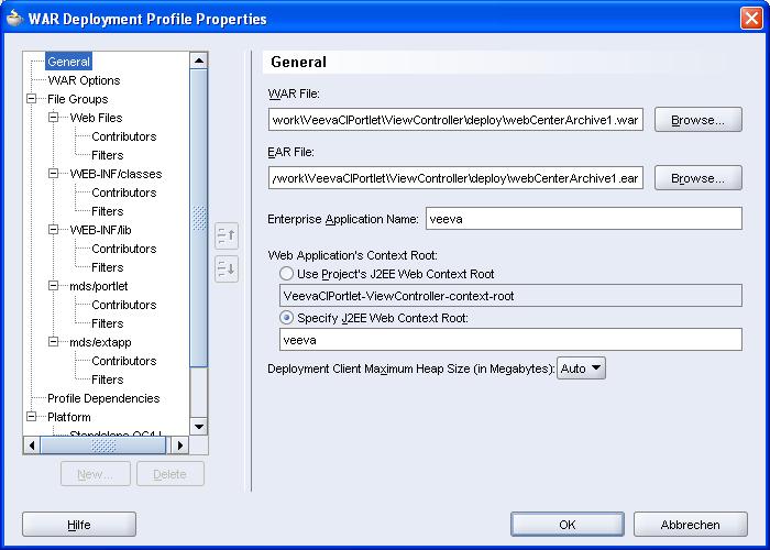 In the Platform Settings of the Deployment Profile, select the previously created application server OC4J connection as the Target Platform, and click OK to apply the configuration changes.