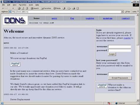 ddns.nu - For use of ddns.nu, register at www.ddns.nu - Type the registered DDNS ID, DDNS Password, and DDNS handle; click Ok button; and then reboot the Compressor.