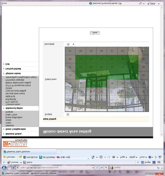 Advanced Option > Motion Detect Area Setting Input Setting - Check Enable box for use of motion detection.