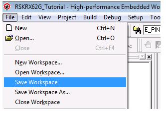 5. Building the Tutorial Program If you have changed any workspace settings now is a good time to save the workspace.