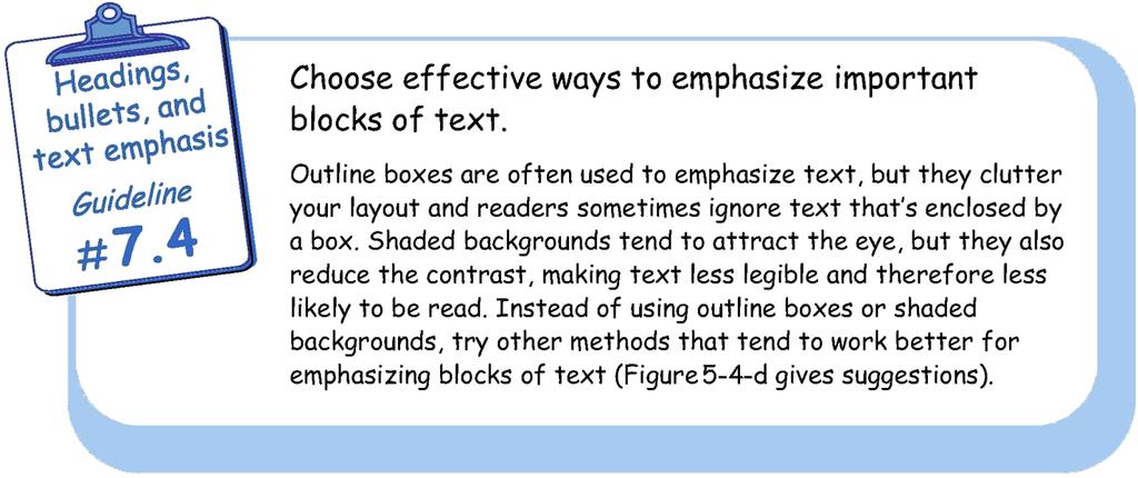 CHAPTER 4: Guidelines for headings, bulleted lists, and emphasizing blocks of text 96 Source: All formatting in this Figure was done for purposes of this Toolkit.