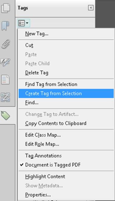 instead of Find Tag from Selection.